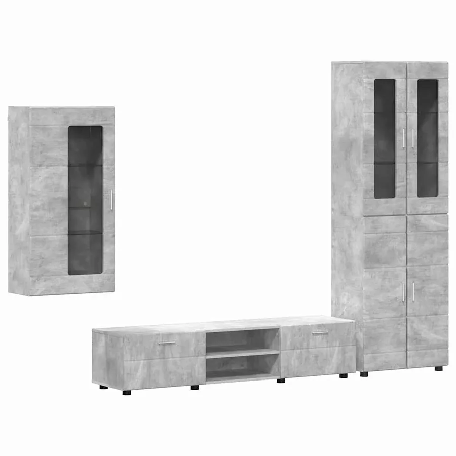 Ensemble meuble TV FLORIN 3 pcs Gris béton Bois d'ingénierie - 2