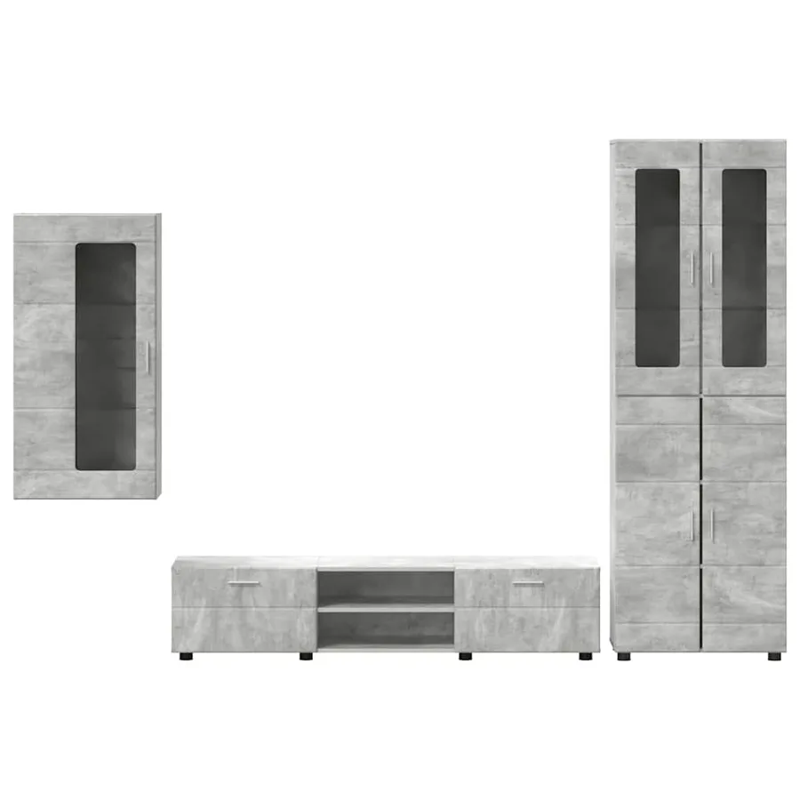 Ensemble meuble TV FLORIN 3 pcs Gris béton Bois d'ingénierie - 9