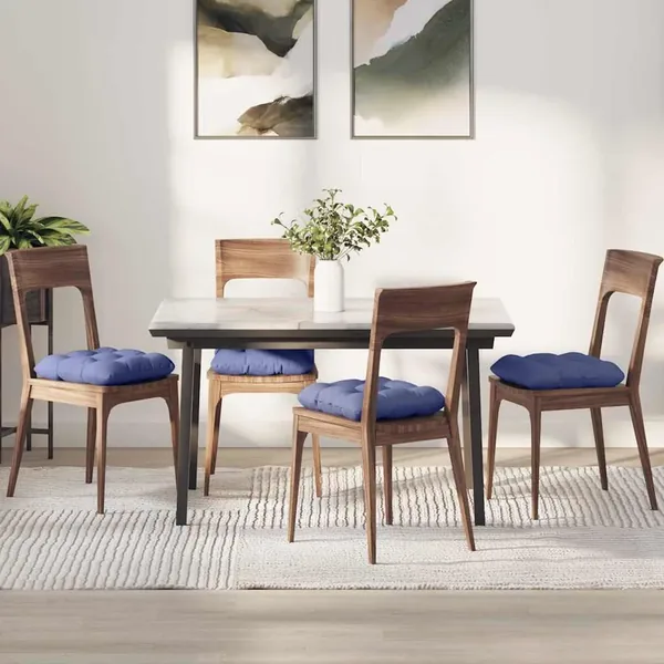 Coussins de siège 4 pcs Bleu denim 40 x 40 x 12 cm tissu