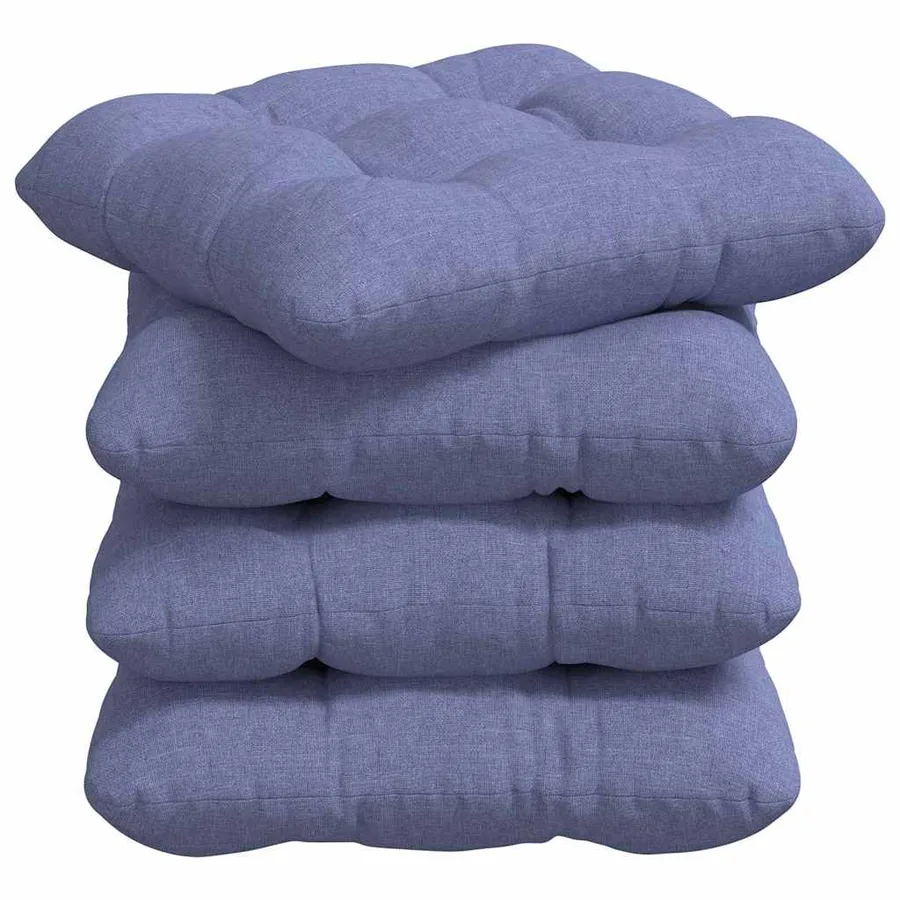 Coussins de siège 4 pcs Bleu denim 40 x 40 x 12 cm tissu - 2