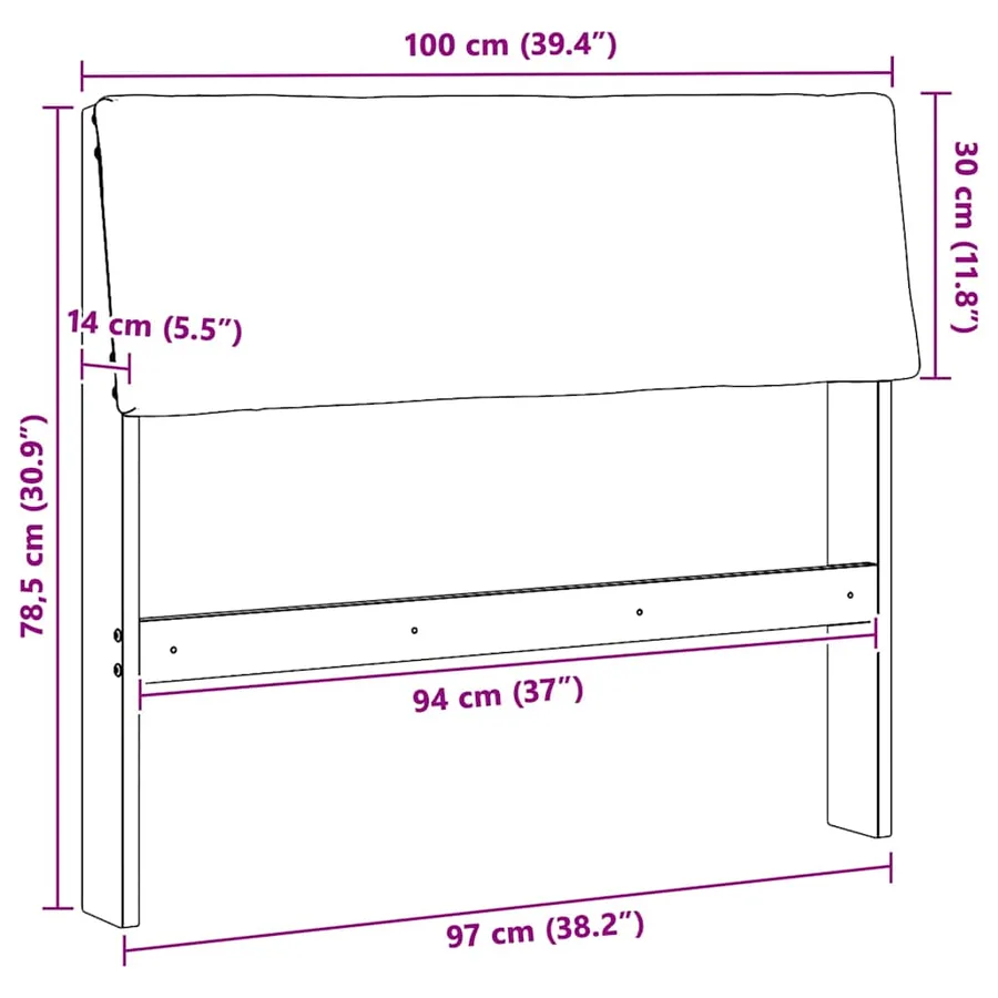 Tête de lit capitonnée Gris clair 100 cm Pin massif - 11