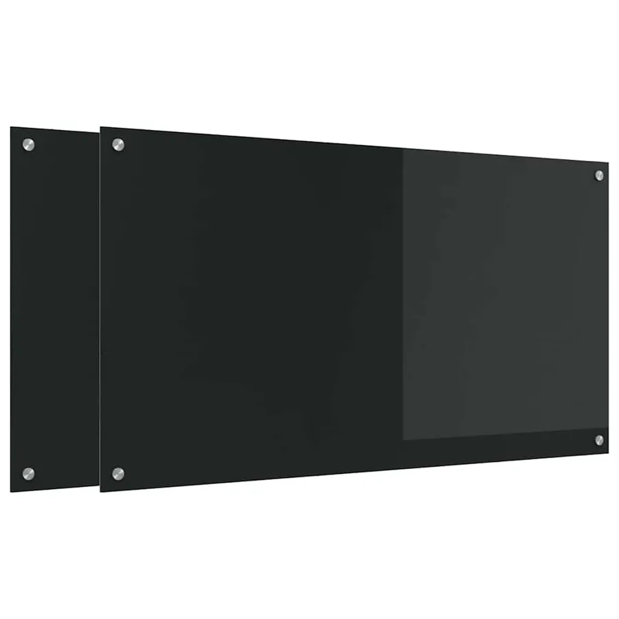 Crédence de cuisine 2 pcs Noir 110 x 60 cm verre trempé - 2