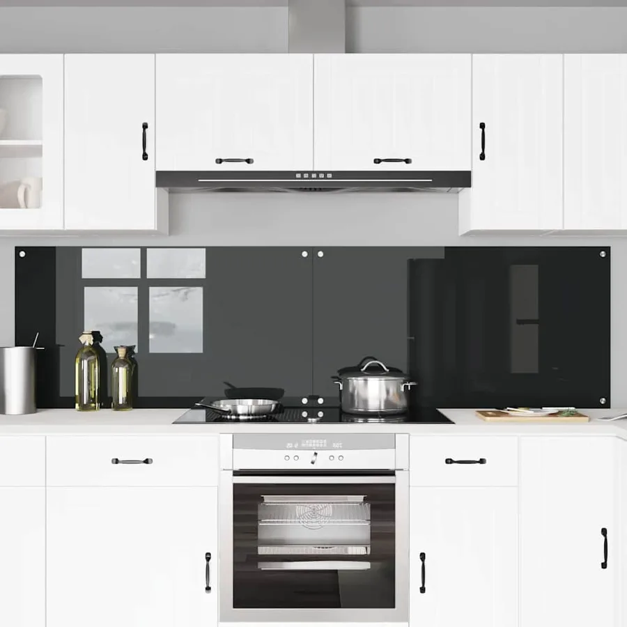 Crédence de cuisine 2 pcs Noir 110 x 60 cm verre trempé - 3