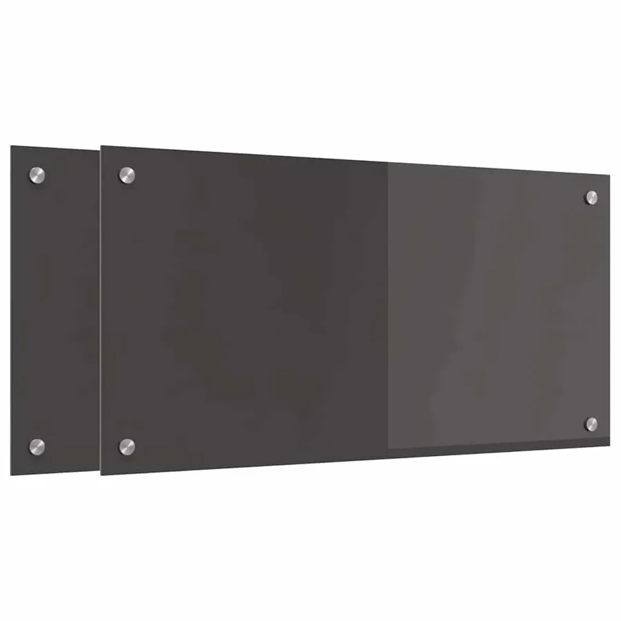 Crédence de cuisine 2 pcs Gris foncé 80 x 40 cm verre trempé - 2