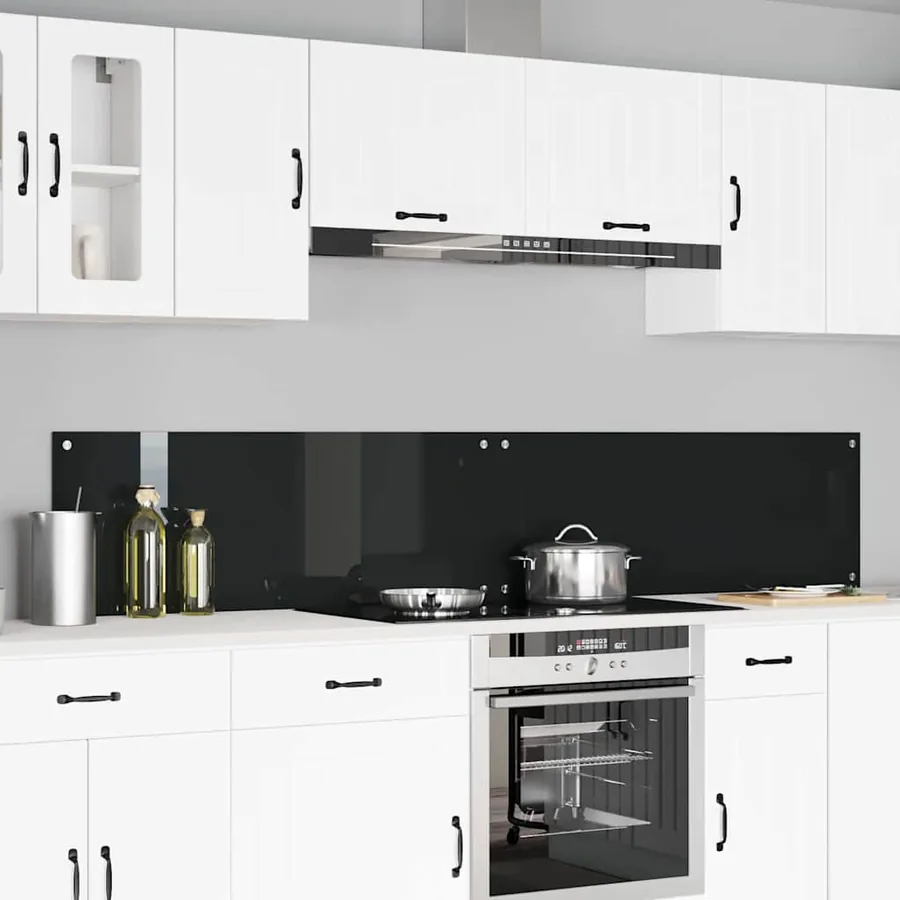 Crédence de cuisine 2 pcs Noir 110 x 40 cm verre trempé