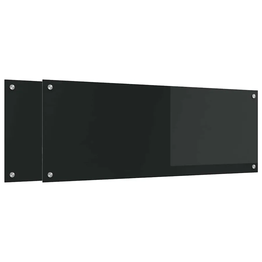 Crédence de cuisine 2 pcs Noir 110 x 40 cm verre trempé - 2