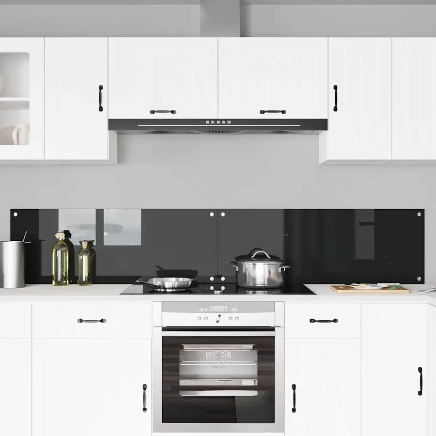 Crédence de cuisine 2 pcs Noir 110 x 40 cm verre trempé - 3