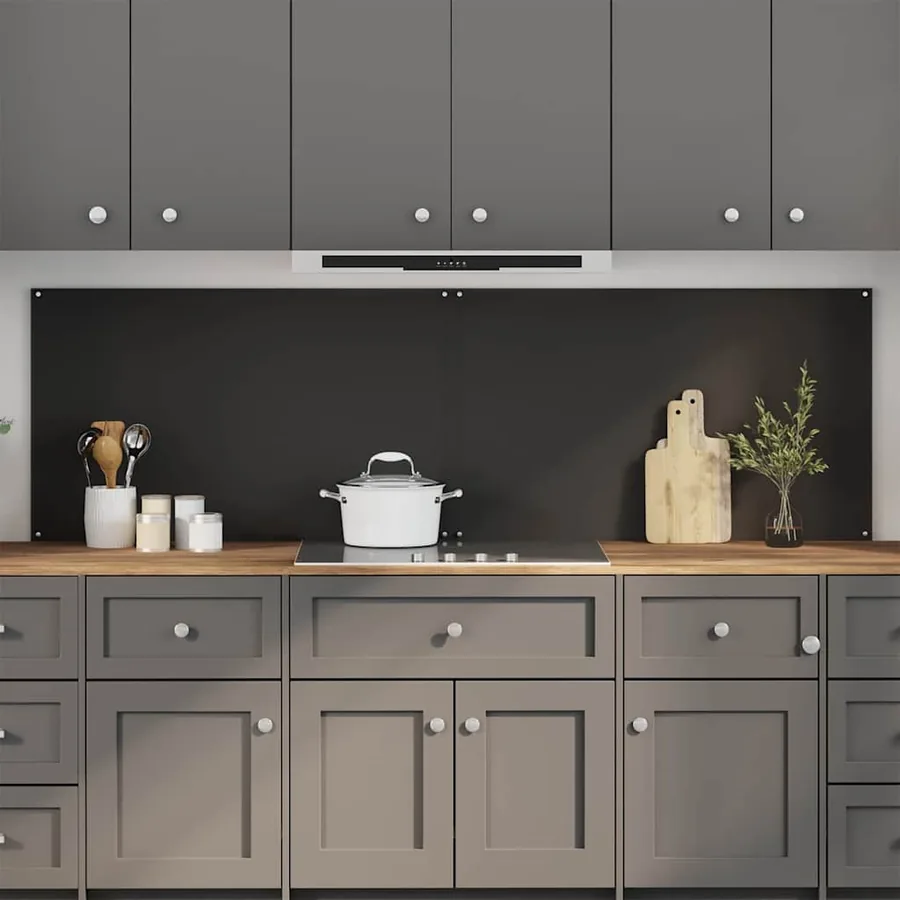 Crédence de cuisine 2 pcs Noir 100 x 60 cm verre trempé