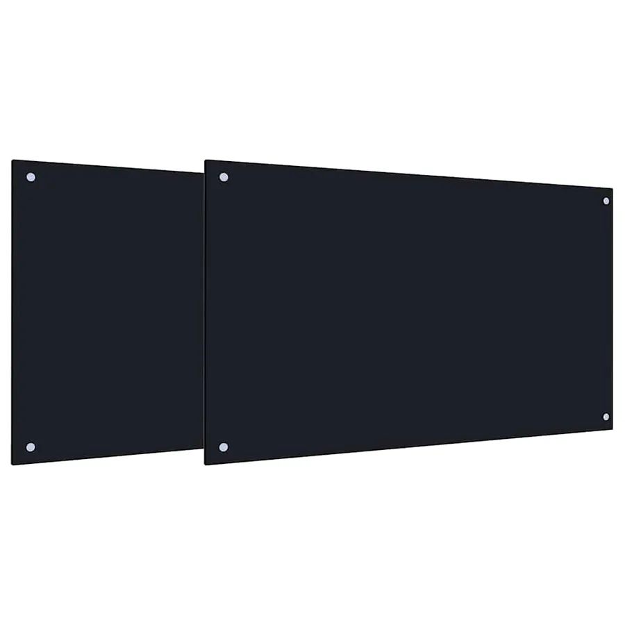 Crédence de cuisine 2 pcs Noir 100 x 60 cm verre trempé - 2