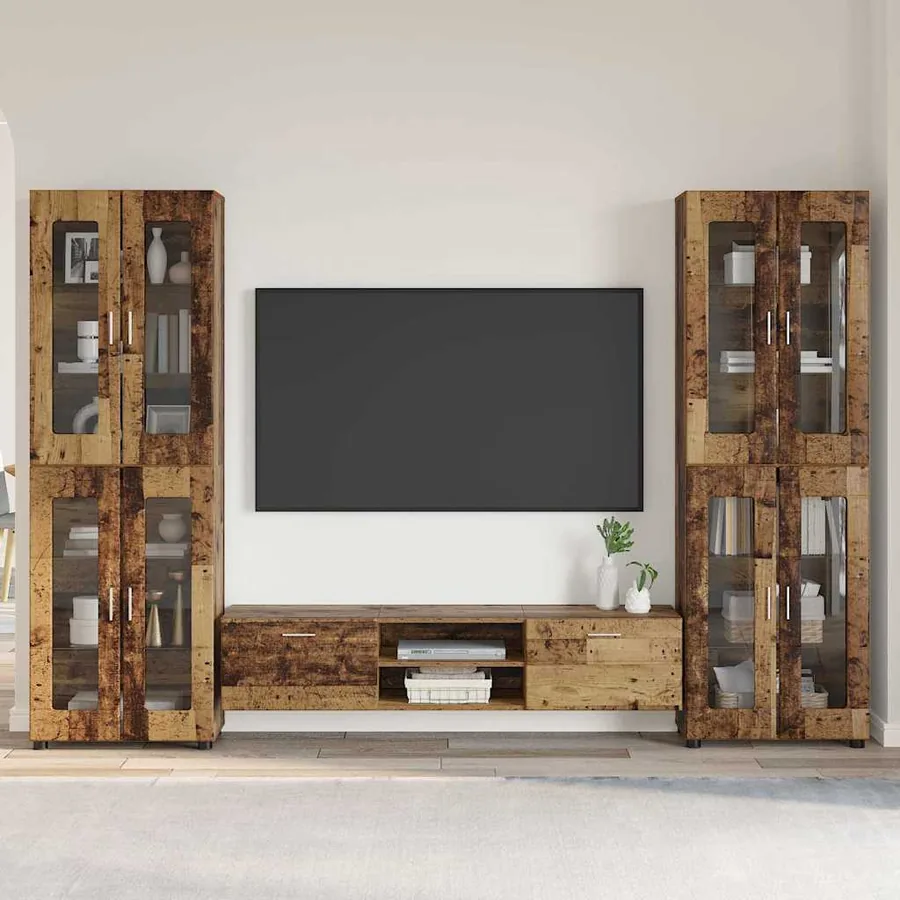 Ensemble meuble TV FLORIN 3 pcs Bois ancien Bois d'ingénierie