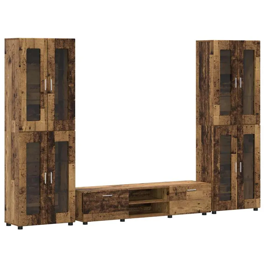 Ensemble meuble TV FLORIN 3 pcs Bois ancien Bois d'ingénierie - 2