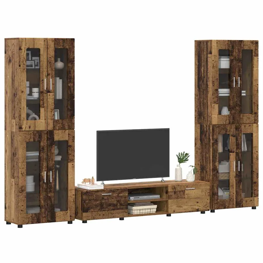 Ensemble meuble TV FLORIN 3 pcs Bois ancien Bois d'ingénierie - 3
