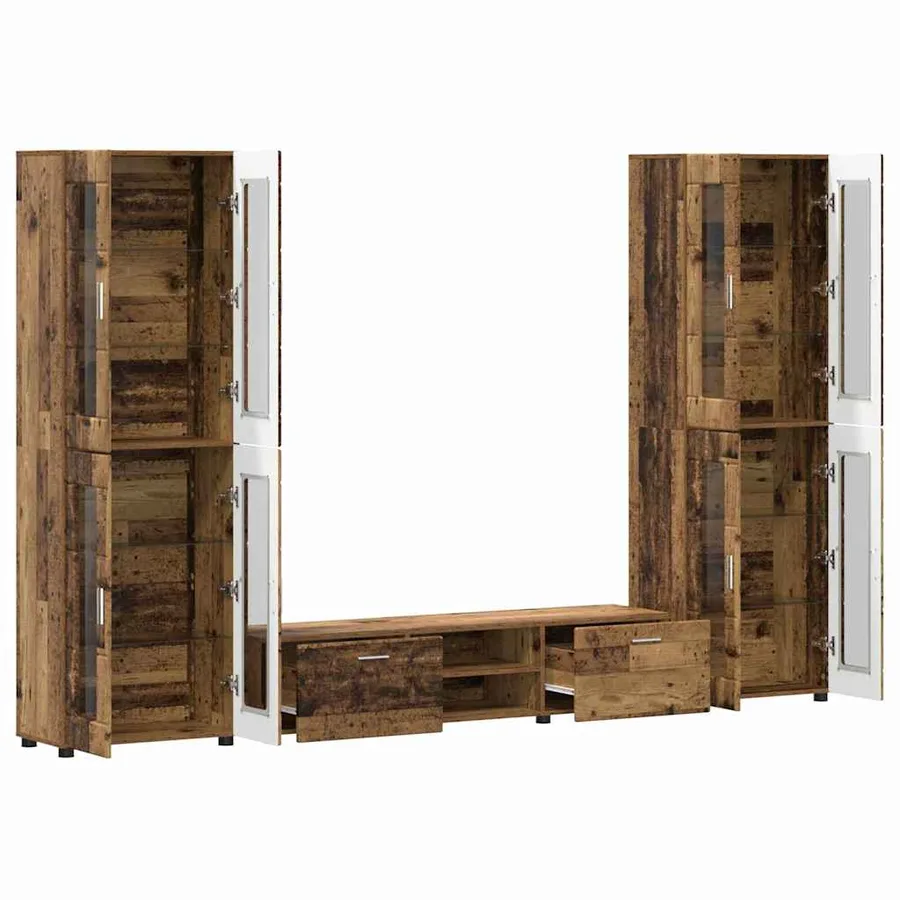 Ensemble meuble TV FLORIN 3 pcs Bois ancien Bois d'ingénierie - 5