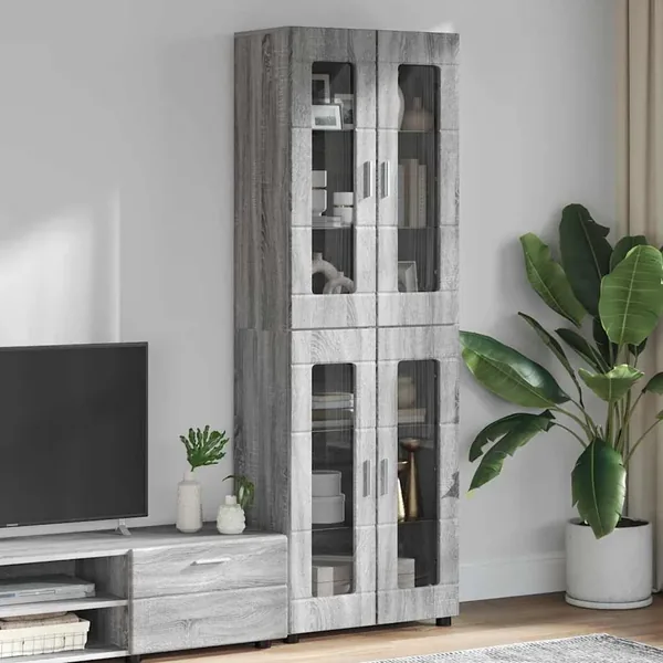 Haut Armoire avec étagère FLORIN Gris Sonoma 60 x 35 x 182 cm