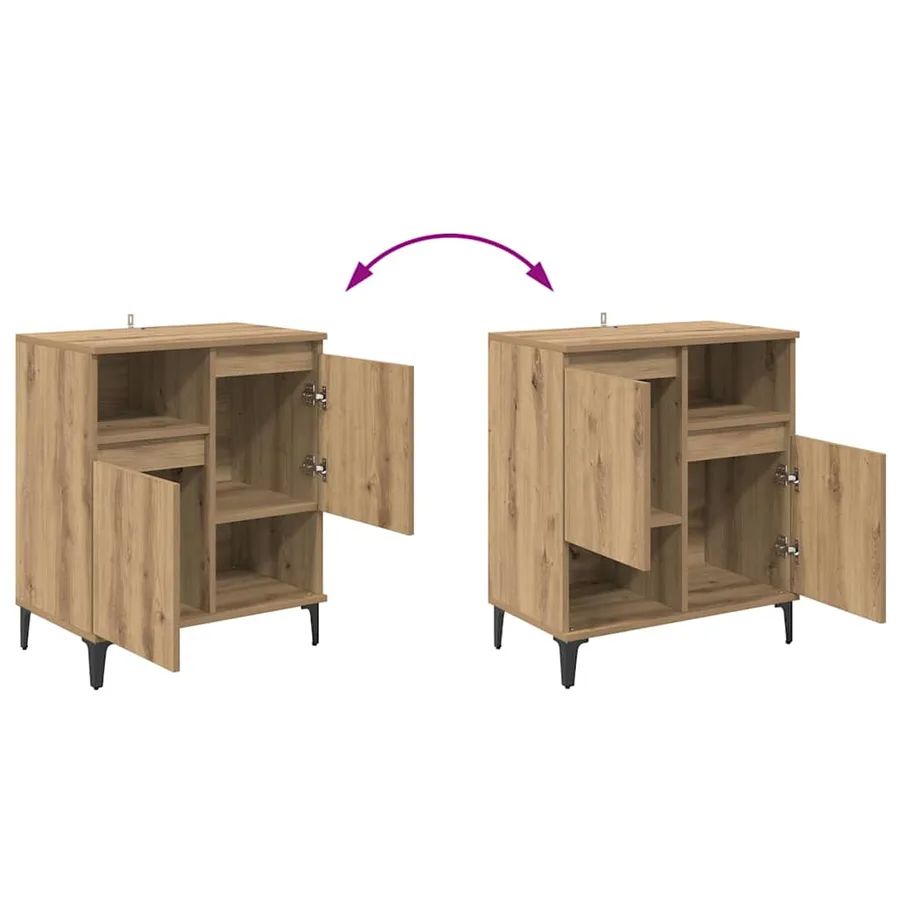 Buffets 3 pcs Chêne artisanal 60 x 35 x 70 cm Bois d'ingénierie - 10