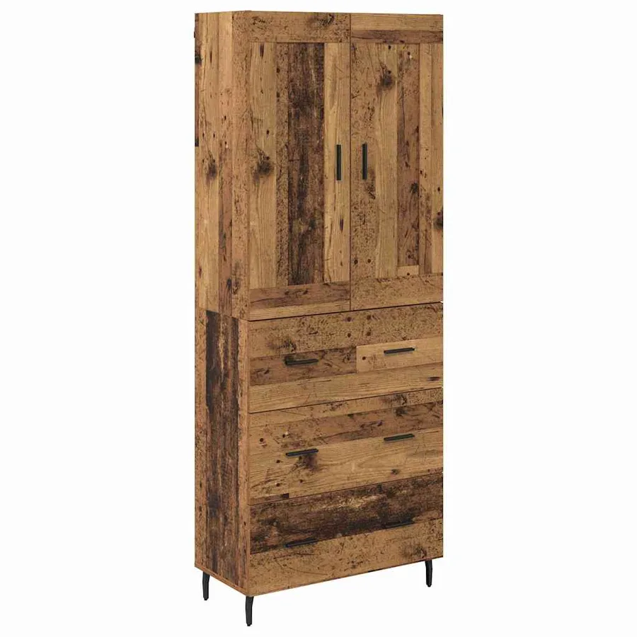 Haut Armoire avec tiroir 2 pcs Bois ancien Bois d'ingénierie - 2