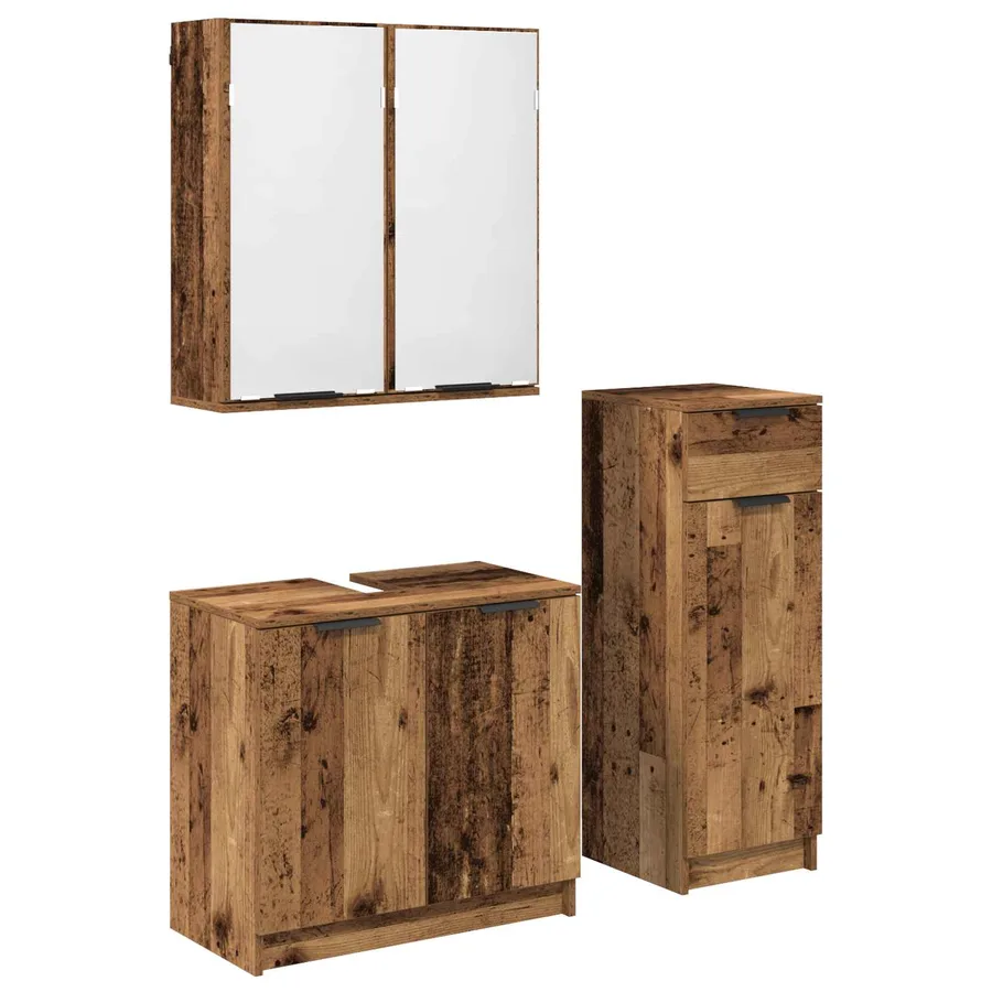 Ensemble de mobilier de salle de bain 3 pcs Bois ancien - 2