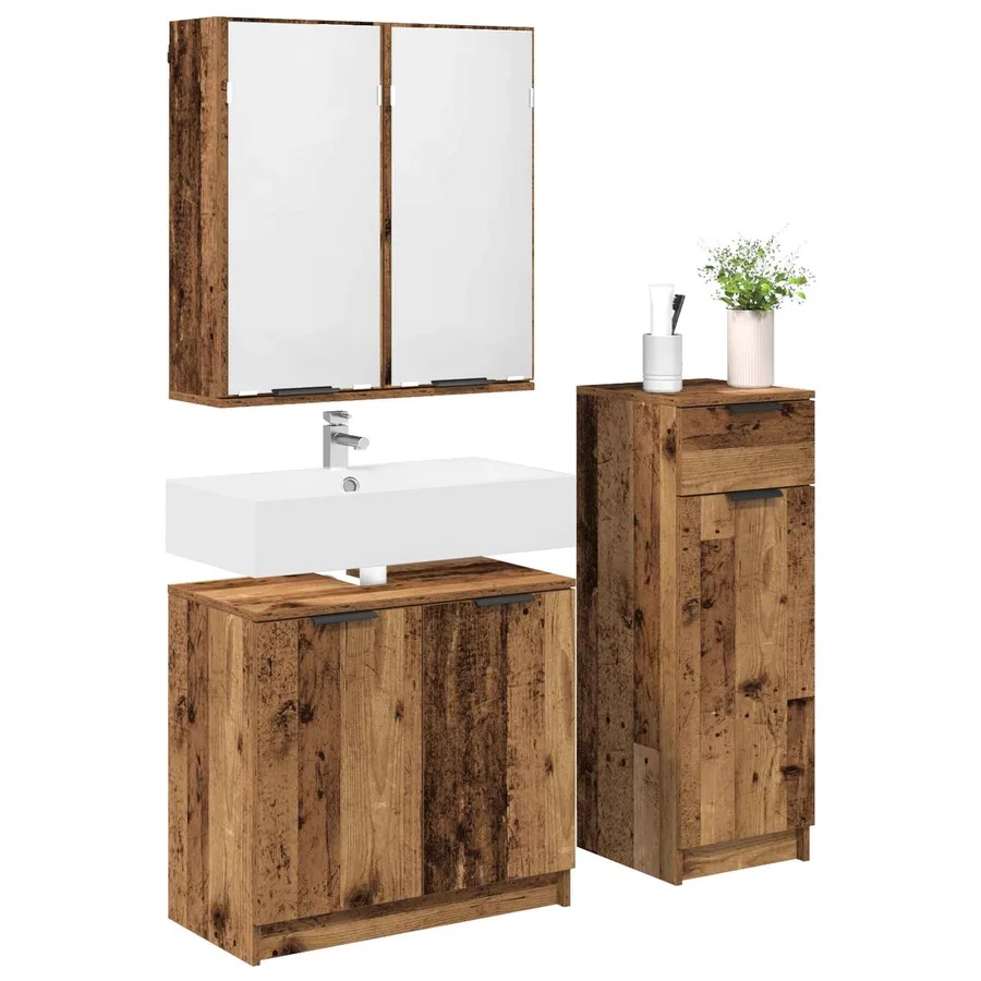 Ensemble de mobilier de salle de bain 3 pcs Bois ancien - 3
