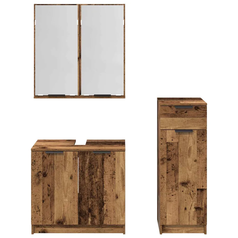 Ensemble de mobilier de salle de bain 3 pcs Bois ancien - 9