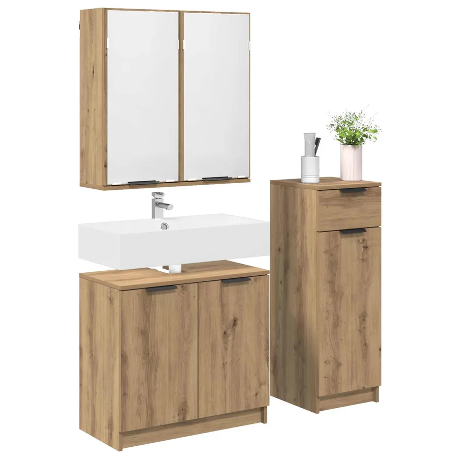 Ensemble de mobilier de salle de bain 3 pc Chêne artisanal - 3
