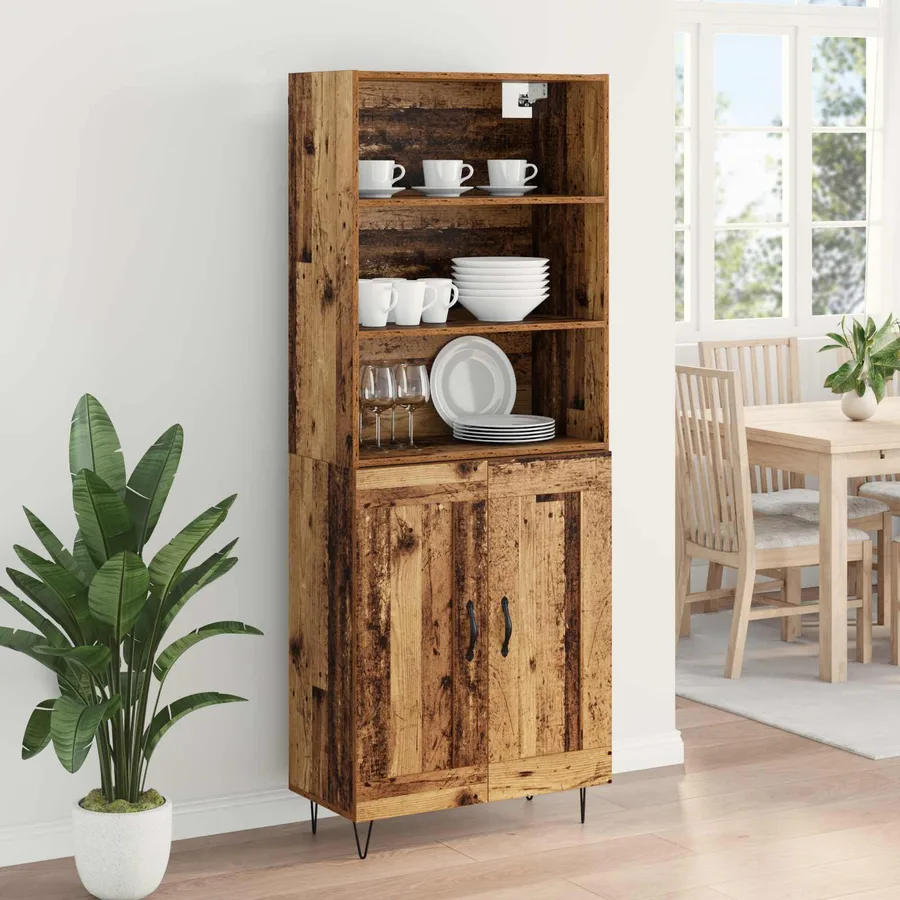 Haut Armoire 2 pcs Bois ancien Bois d'ingénierie - 4