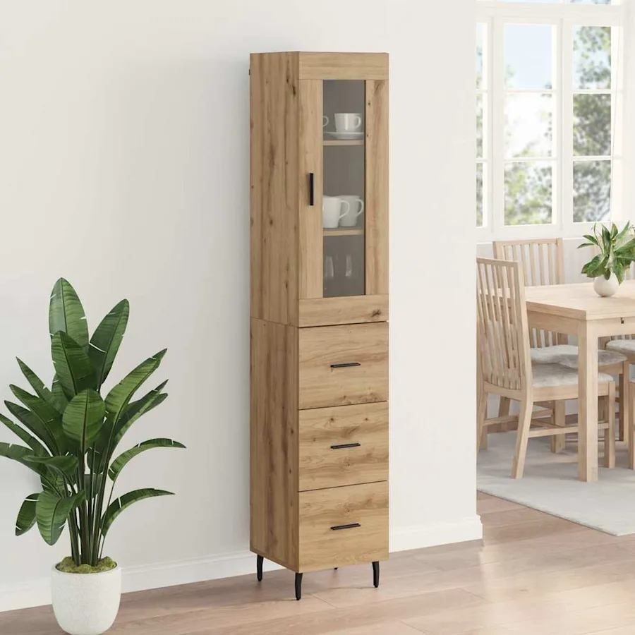 Haut Armoire avec tiroir Chêne artisanal 34,5 x 34 x 180 cm - 4
