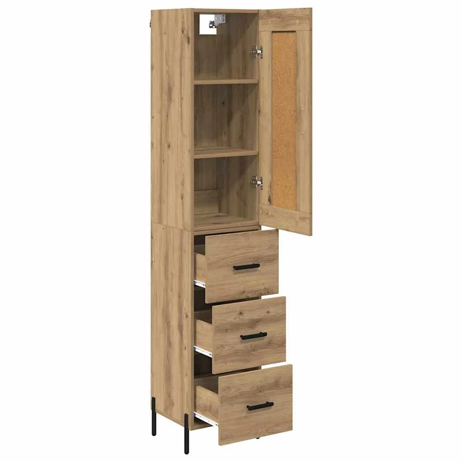 Haut Armoire avec tiroir Chêne artisanal 34,5 x 34 x 180 cm - 5