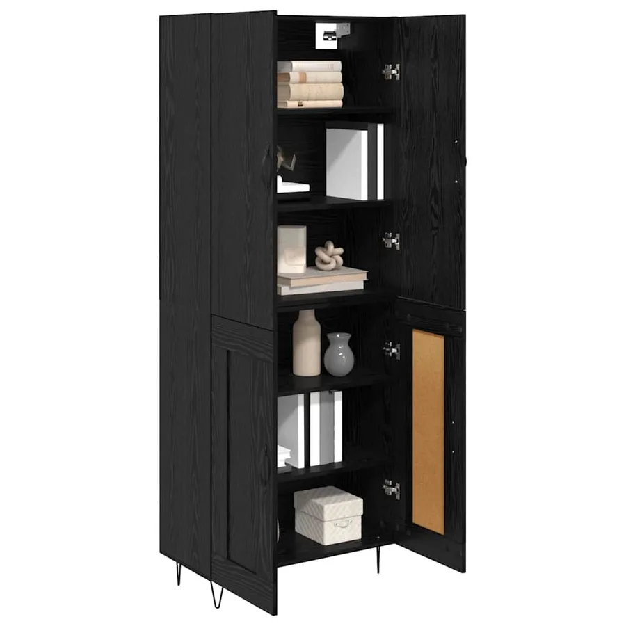 Haut Armoire 2 pcs Chêne noir Bois d'ingénierie et verre - 3