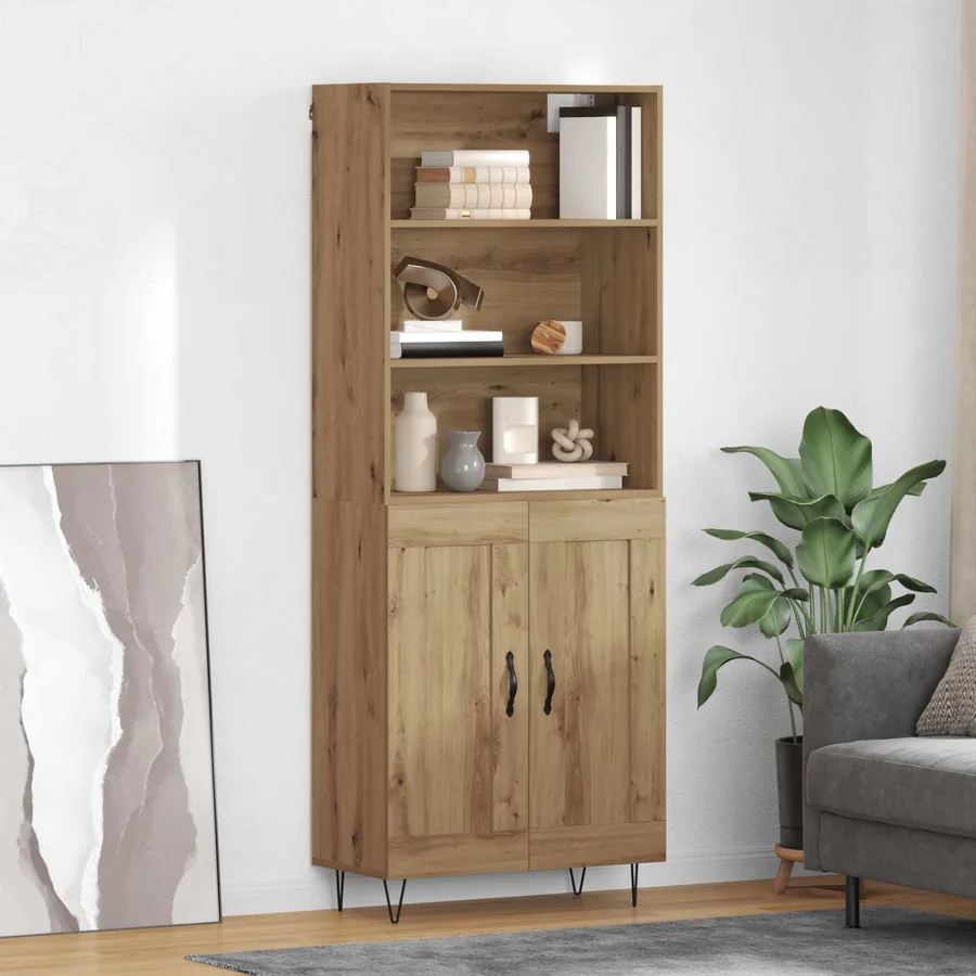 Haut Armoire 2 pcs Chêne artisanal 69,5 x 34 x 180 cm