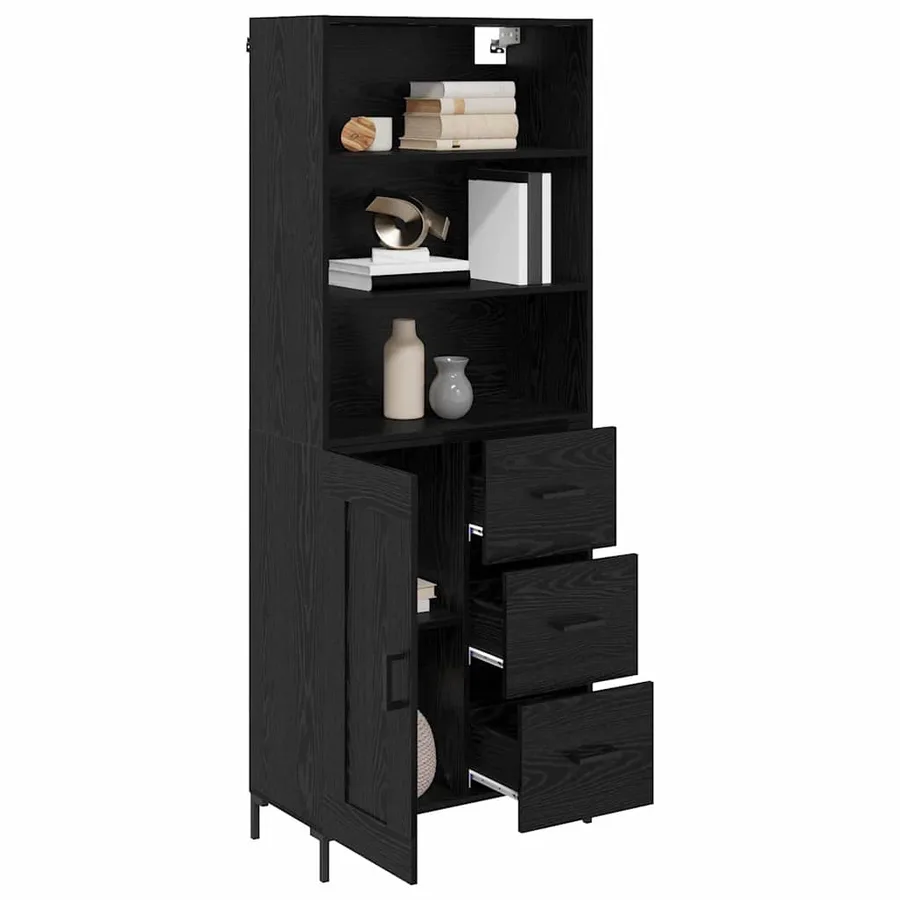 Haut Armoire Chêne noir 69,5 x 34 x 180 cm Bois d'ingénierie - 3