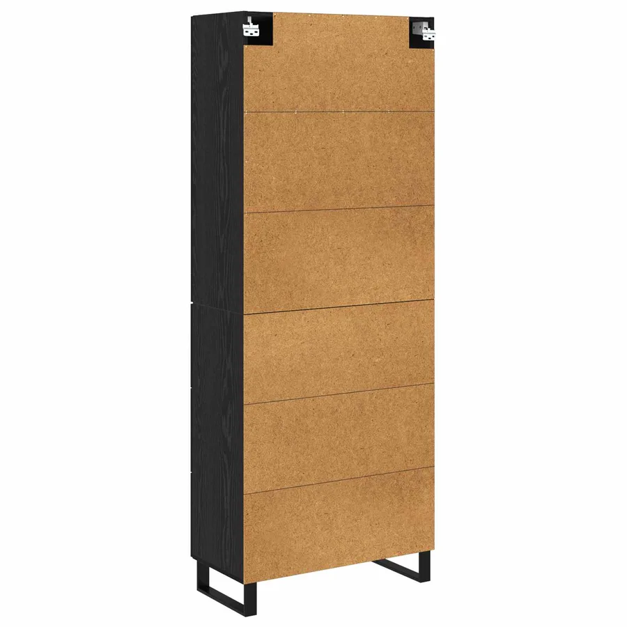 Haut Armoire 2 pcs Chêne noir Bois Aggloméré et Verre - 10