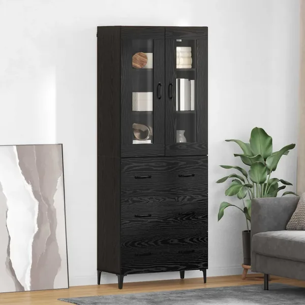 Haut Armoire Chêne noir 69,5 x 34 x 180 cm Bois d'ingénierie