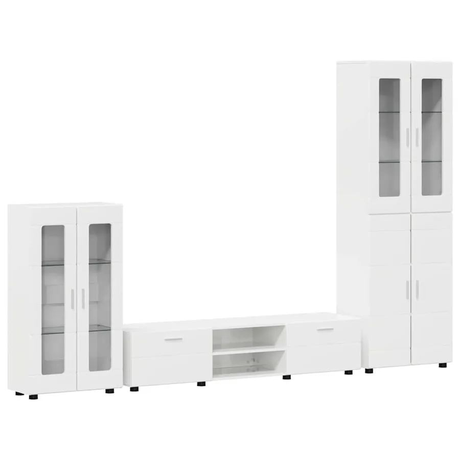 Ensemble meuble TV avec tiroir FLORIN 3 pcs Blanc brillant - 2