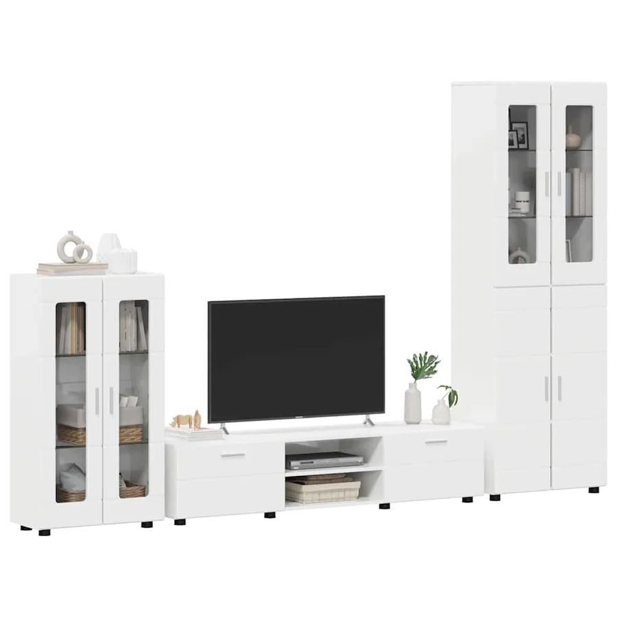 Ensemble meuble TV avec tiroir FLORIN 3 pcs Blanc brillant - 3