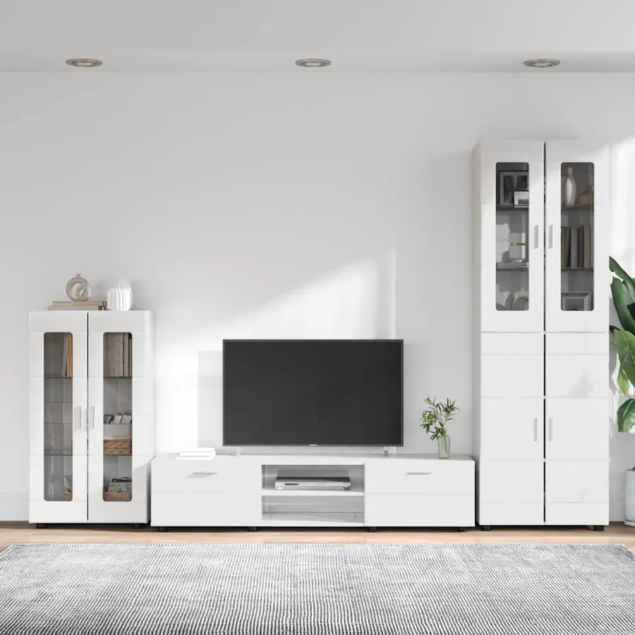 Ensemble meuble TV avec tiroir FLORIN 3 pcs Blanc brillant - 4