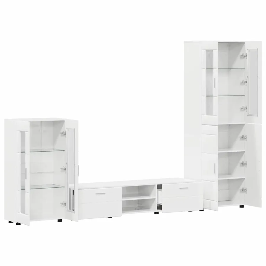 Ensemble meuble TV avec tiroir FLORIN 3 pcs Blanc brillant - 5