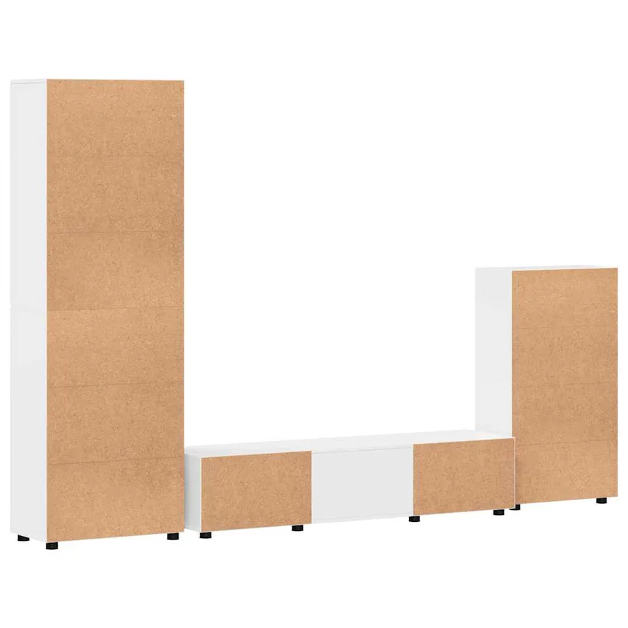 Ensemble meuble TV avec tiroir FLORIN 3 pcs Blanc brillant - 8