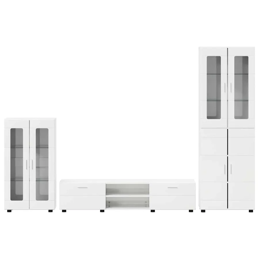 Ensemble meuble TV avec tiroir FLORIN 3 pcs Blanc brillant - 9