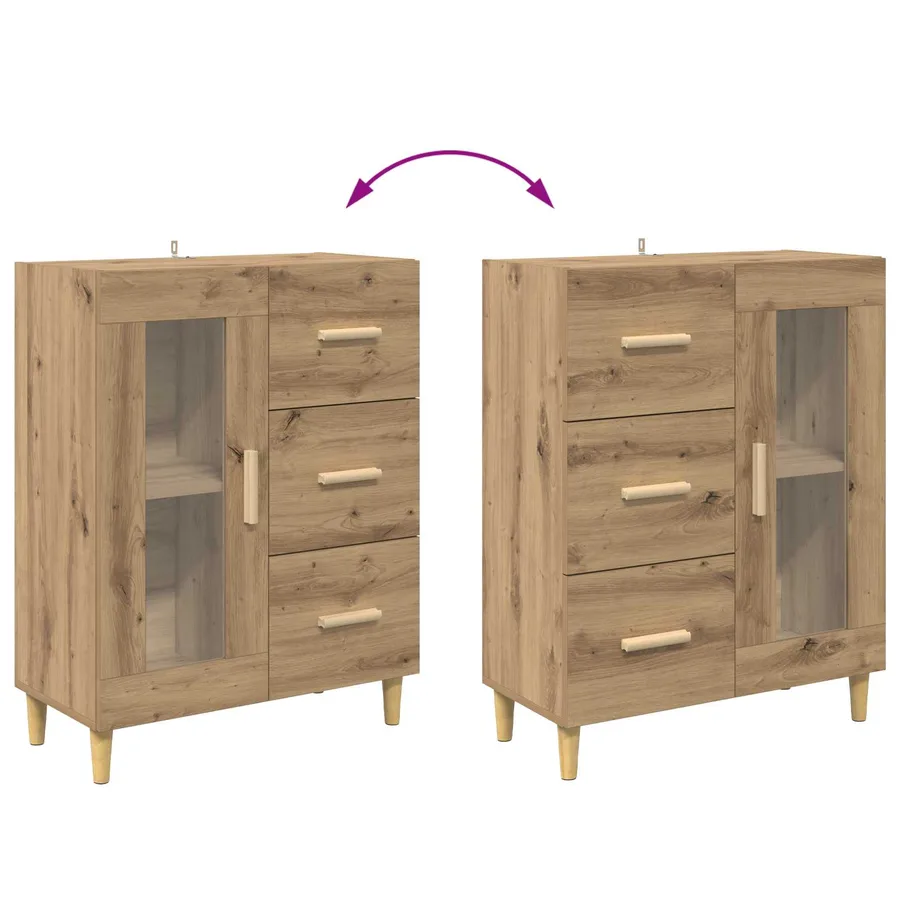 Buffet Chêne artisanal 69,5 x 34 x 90 cm Bois d'ingénierie - 8