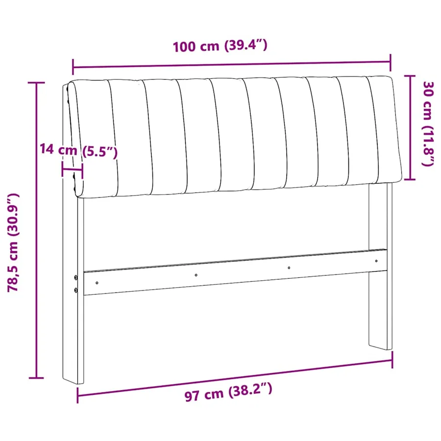 Tête de lit capitonnée Taupe 100 cm Pin massif - 11
