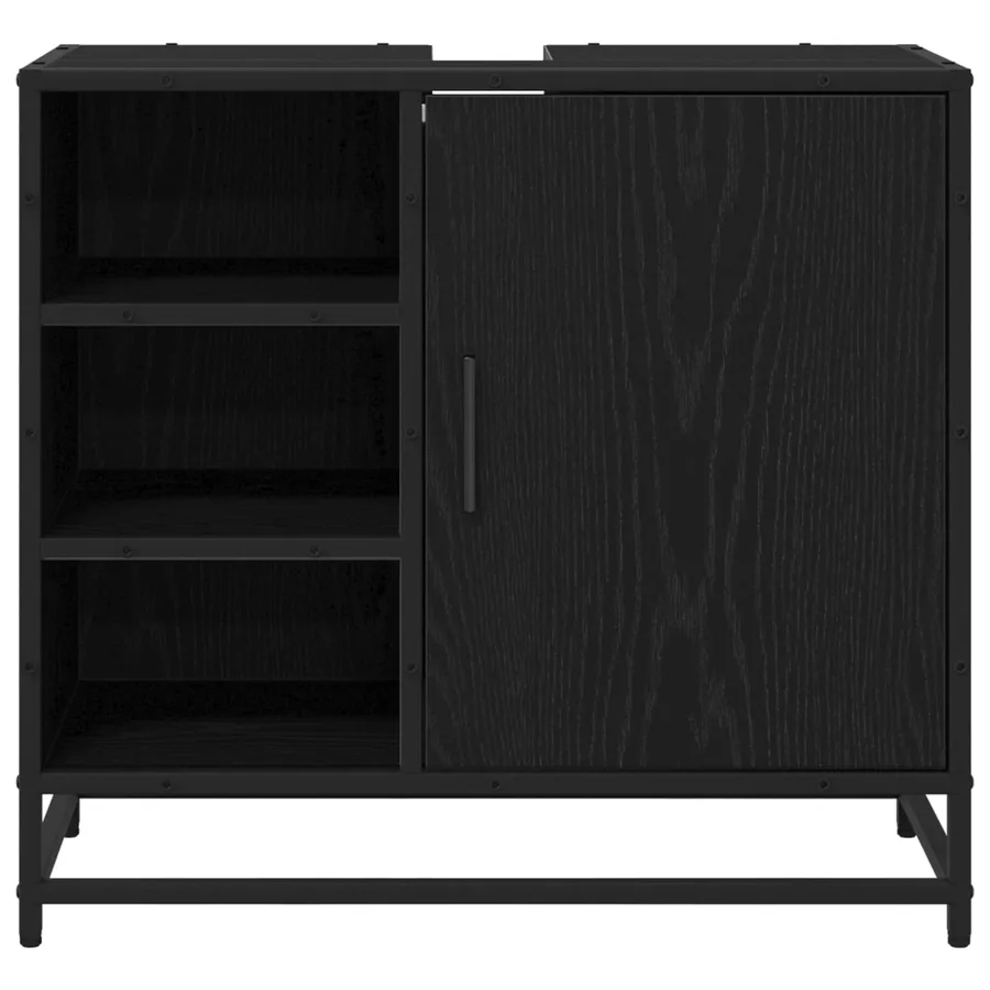 Cabinet de salle de bain avec porte Chêne noir 65 x 33 x 60 cm - 6
