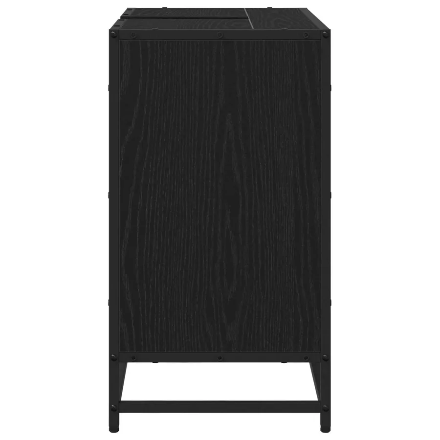 Cabinet de salle de bain avec porte Chêne noir 65 x 33 x 60 cm - 7
