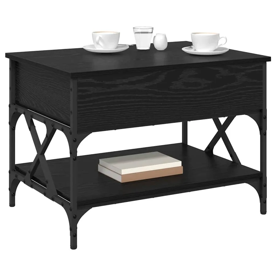 Table basse Chêne noir 70x50x50cm Bois d'ingénierie - 3