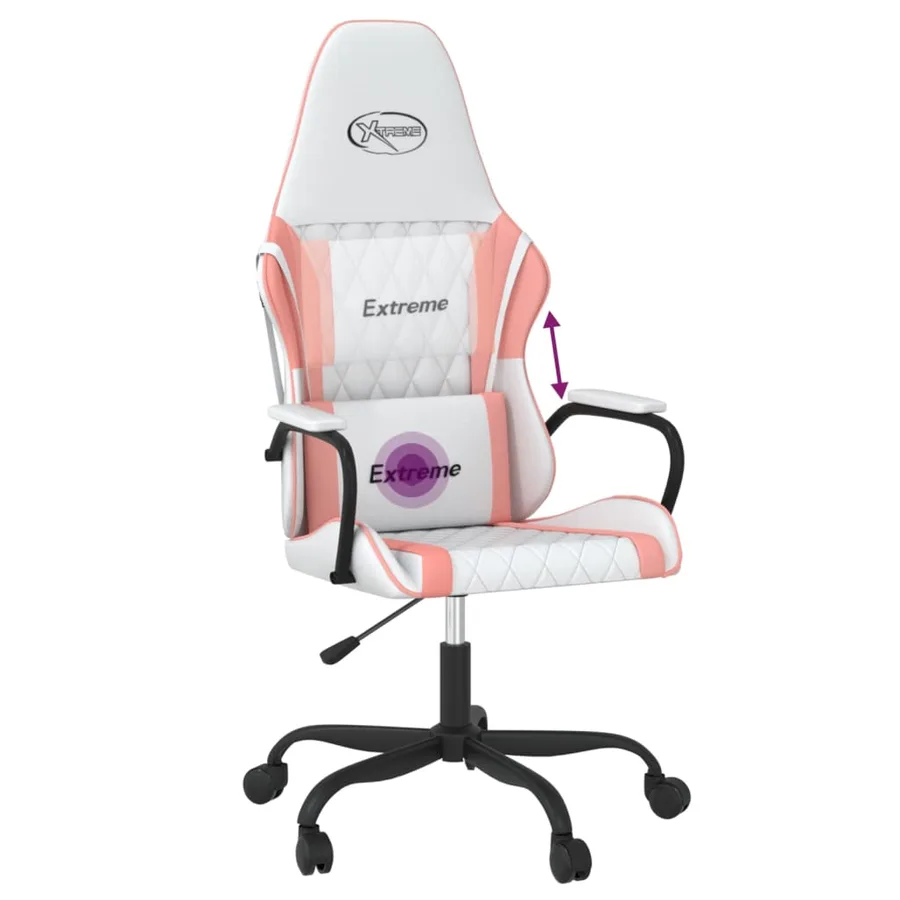 Chaise de jeu de massage Blanc et rose Similicuir - 7