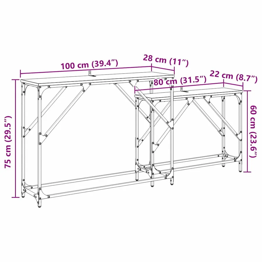 Table console 2 pcs Bois Ancien 100 x 28 x 75 cm - 13