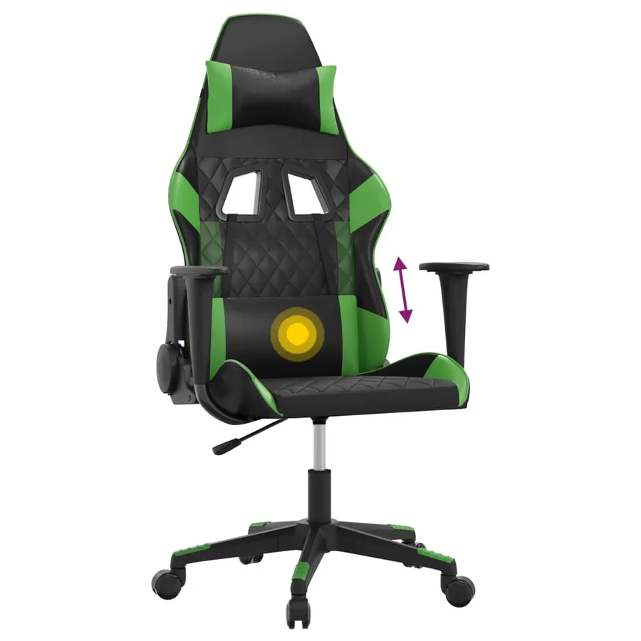 Chaise de jeu de massage Noir et vert Similicuir - 7