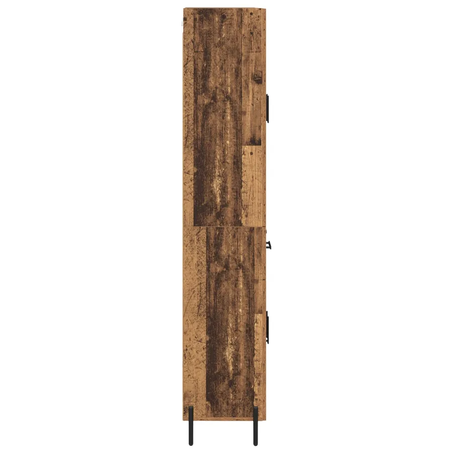 Haut Armoire 2 pcs Bois Ancien Bois d'ingénierie - 9