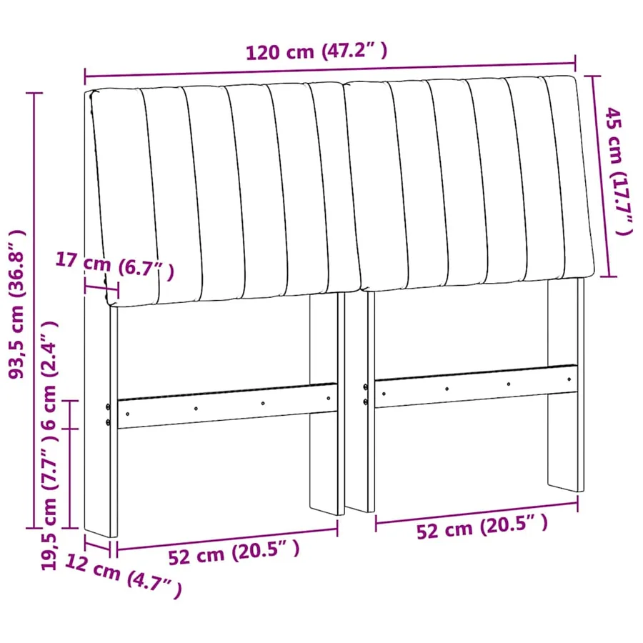 Tête de lit capitonnée Noir 120 cm Pin massif - 11