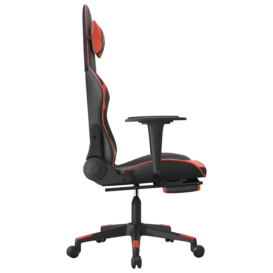 Chaise de jeu de massage et repose-pied Noir rouge Similicuir - 5