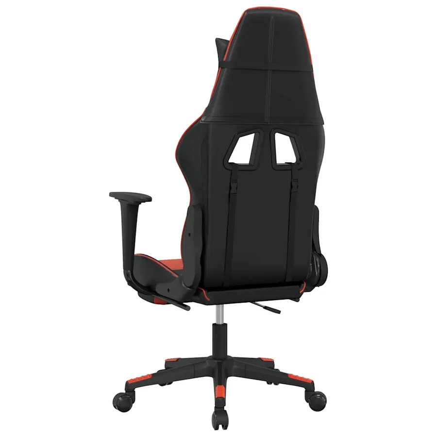 Chaise de jeu de massage et repose-pied Noir rouge Similicuir - 6